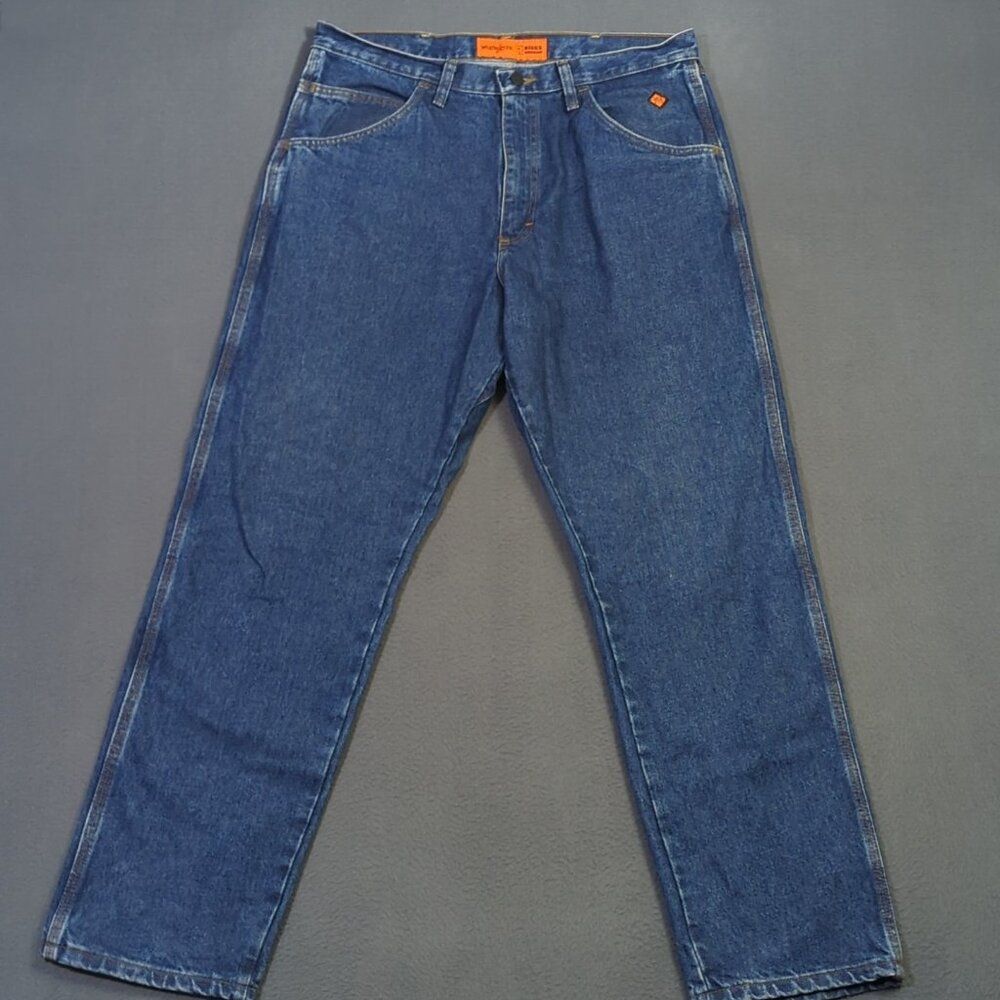 Wrangler Riggs FR Jeans Mens 36x32 Blue Relaxed Fit Denim Flame Resistant Welder